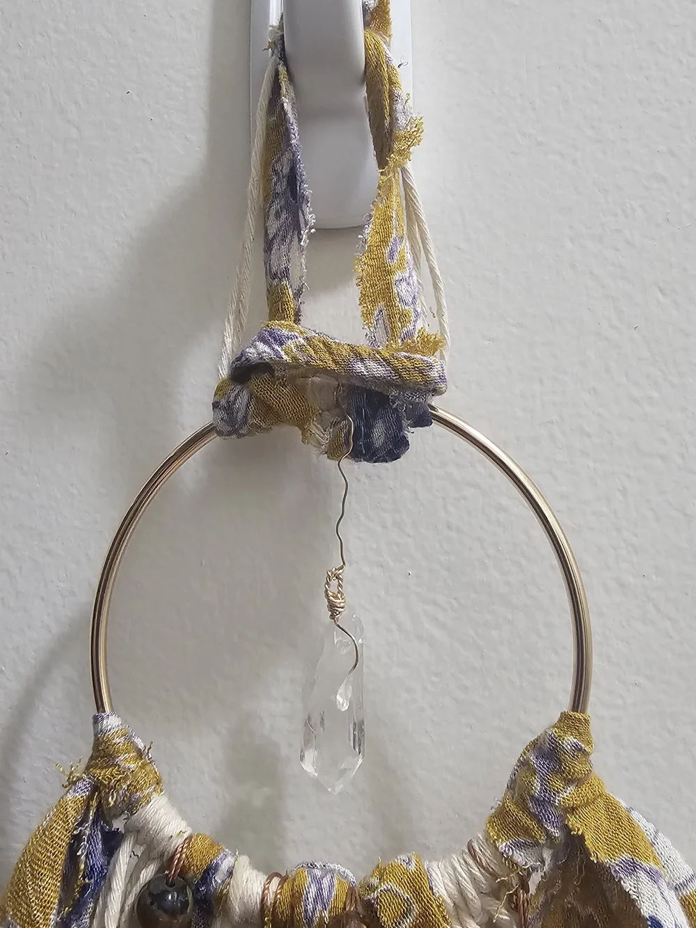 Boho Yellow Floral Fabric Tassel Hanging Wall Decor